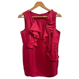 Marni Seidenbluse in Fuchsia Rosa ärmellos mit Rüschen