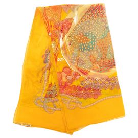 Hermès Grands Fonds Chiffon Seidentuch Gelb 90