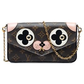 Borsa a tracolla Louis Vuitton Monogram Pochette Felicie Valentine Dog Marrone