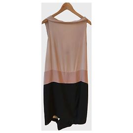 Vestido Vionnet de seda bege e preto Tamanho 38