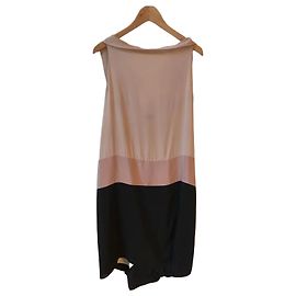 Vestido Vionnet de seda bege e preto Tamanho 38