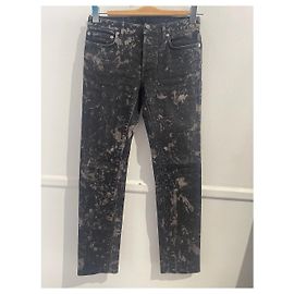 Autre Marque Jeans Dior Slim Fit de algodão preto tie-dye