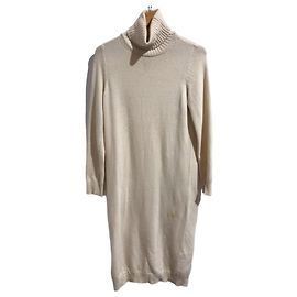 Max Mara Beige Wool and Cashmere Turtleneck Sweater Dress