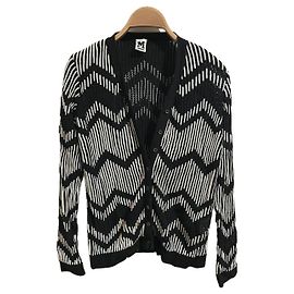 Cardigã Missoni Preto e Branco Padrão Zigzag Algodão
