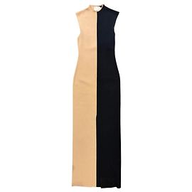 Autre Marque Abito Maxi in Maglia Bicolore Nero e Beige Solace