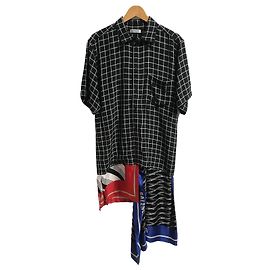 Abito a camicia Balenciaga a quadretti bianco nero viscosa