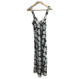 Off White Vestido longo Off-White preto com estampado floral em viscose