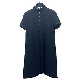 Gucci Kleid aus schwarzer Wolle mit Logo-Schnalle A-Linie
