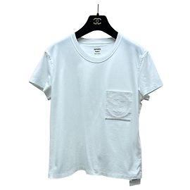 Top Hermès in cotone bianco a maniche corte Taglia 36
