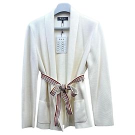 Chaqueta Cardigan Loro Piana de Cachemira Blanca con Cinturón