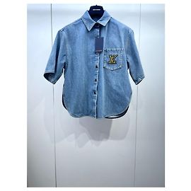 Top Louis Vuitton de Denim Azul con Logotipo Bordado
