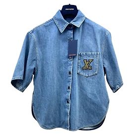 Louis Vuitton Denim Top Blue Embroidered Logo