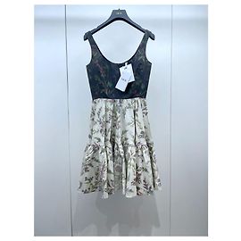 Autre Marque Vestido Dior de seda com estampa floral color-block