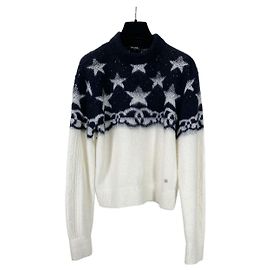Camisola Chanel de cachemira color-block com motivo de estrela