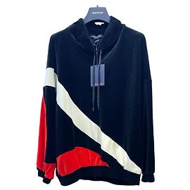 Top Louis Vuitton em Veludo Color-Block Preto Branco Vermelho