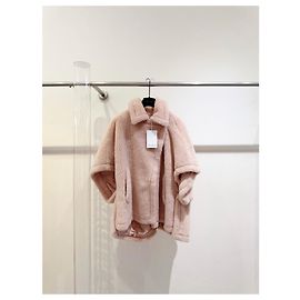 Abrigo Max Mara Rosa de Piel Sintética Tipo Capa
