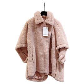 Max Mara Mantel Rosa Kunstpelz Cape