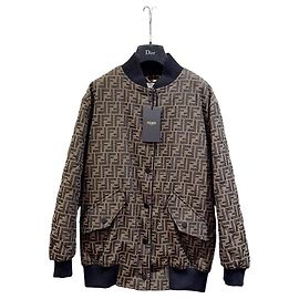 Jaqueta Fendi de algodão acolchoada com estampa logo FF