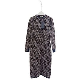 Vestido Maxi Fendi Estampado Logo FF Viscosa