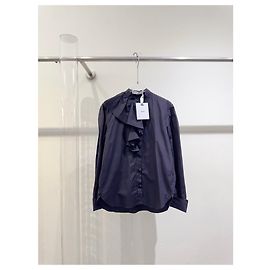 Autre Marque Top Dior Navy de algodón con volantes