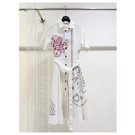 Autre Marque Dior Maxi Kleid aus Baumwolle mit Blumenstickerei