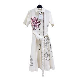 Autre Marque Vestido Maxi Dior de Algodão com Bordados Florais