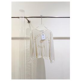 Autre Marque Top Dior Lucky Star de punto de lino con rayas metálicas