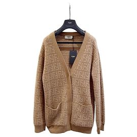 Malha Fendi de cashmere camel com logótipo FF
