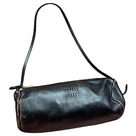 Miu Miu Black Leather Cylindrical Handbag