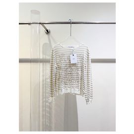 Autre Marque Top Dior de lino con rayas metálicas