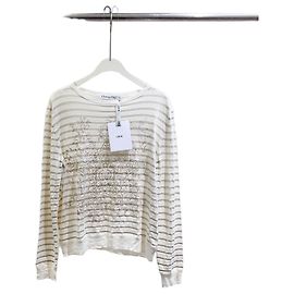 Autre Marque Top Dior in lino a righe metallizzate
