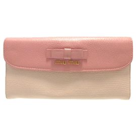 Portafoglio bi-fold in pelle rosa Miu Miu