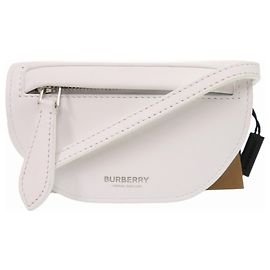 Borsa a spalla micro Burberry Mini Olympia in vitello bianco