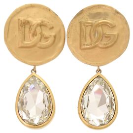 Pendientes de clip Dolce & Gabbana en latón dorado y cristales