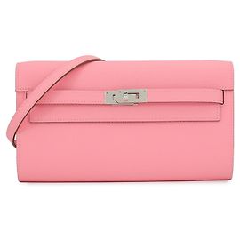 Hermès Hermes Kelly Long Wallet aus Epsom-Leder in Rose Confetti