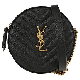 Autre Marque Saint Laurent Vinyle Round Belt Matelasse Chevron Leather Baby