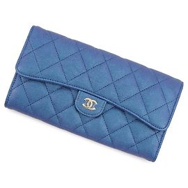 Chanel langes Portemonnaie in Metallic Blue