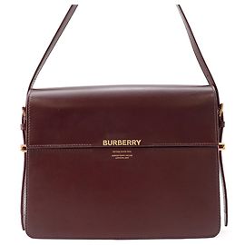 Bolsa de Ombro Burberry em Couro Bordeaux