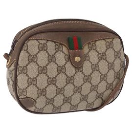 GUCCI GG Supreme Web Sherry Line Bag PVC Beige Gold 156 02 066