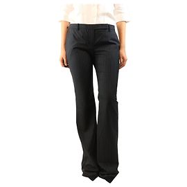 Alexander Mcqueen Pantaloni a righe pinstripe in lurex nero - size UK 12
