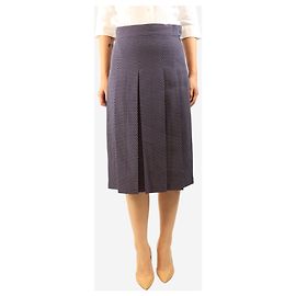Loro Piana Plissierter Midirock aus Seide in Marineblau - size UK 12