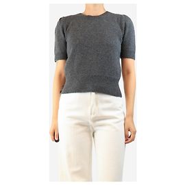 Autre Marque Pull à manches courtes froncé gris anthracite - taille M
