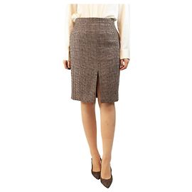 Luisa Spagnoli Brauner Hahnentritt-Rock - size UK 10