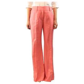 Gabriela Hearst Pantalones de mezcla de seda y lana rosa - size UK 12
