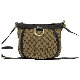 Gucci Abbey Schultertasche aus braunem Canvas und Leder mit GG-Logo-Muster