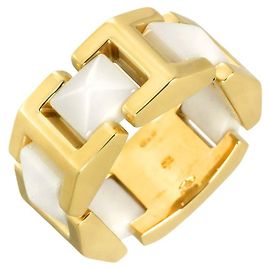 Bague Versace 1 en or jaune 18K et céramique blanche