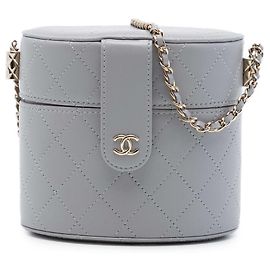 Chanel Vanity Case Allure CC de piel de cordero acolchada gris Small