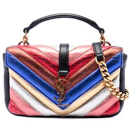 Autre Marque Bolso Satchel Saint Laurent Multi Mini Chevron de piel de oveja multicolor con monograma College