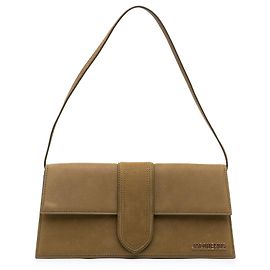 Bolsa de Ombro Le Bambino Long Jacquemus em camurça castanha