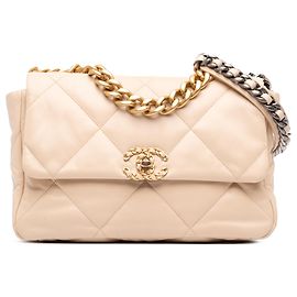 Chanel Beige Large Lambskin 19 Flap